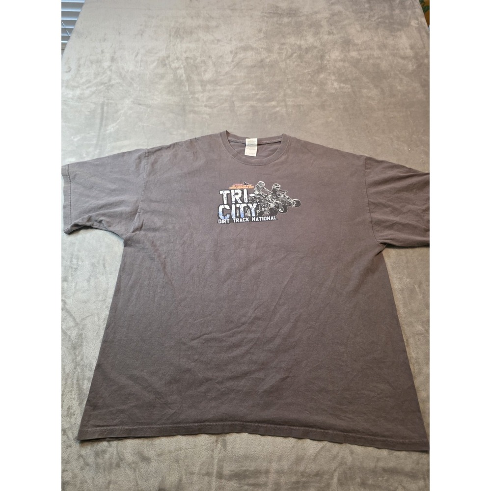 Gildan Ultra Cotton T-Shirt Men's 2XL Gray Tri City Dirt Track National ATV